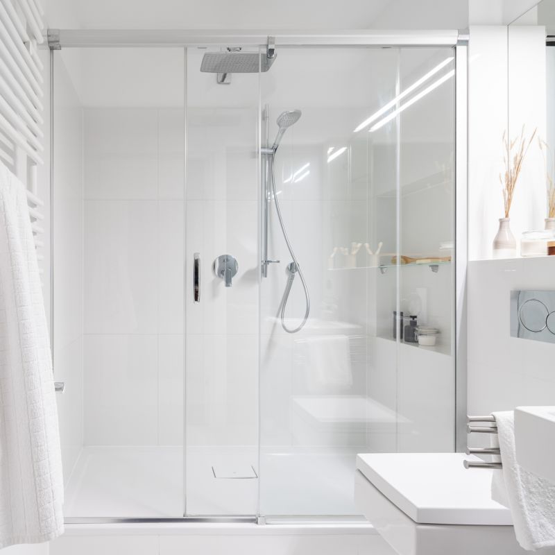 Glass Shower with Modern Fixtures